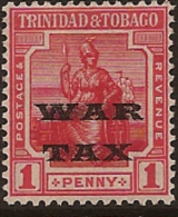 TRINIDAD & TOBAGO 1918 1d War Tax HM SG 186 TF128 - Trinidad Y Tobago