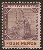 TRINIDAD 1896 4d Britannia SG118 HM IT32 - Trinidad Y Tobago