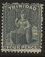TRINIDAD 1863 4d Grey Britannia SG 71a M OJ156 - Trinidad & Tobago (...-1961)
