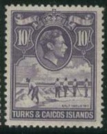 TURKS & CAICOS IS 1938 10s KGVI SG205 HM EZ213 - Turks And Caicos