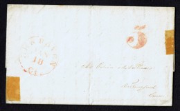 1848  Folded Letter  Red  New Haven CT  Large Red 5 Rate  To  Wallingford  CT -  Family - …-1845 Préphilatélie