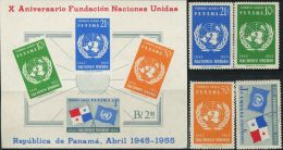 AS3556 Panama 1955 UN Flag 4v+S/S MNH - Geography