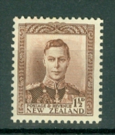 New Zealand: 1938/44   KGVI    SG607   1½d   Purple-brown    MH - Unused Stamps