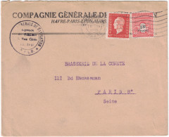 France - 1945 Lettre à 2f Affranchie Mixte Dulac 685 Arc Triomphe 708 Omec Reims Compagnie Generale Navigation - 1921-1960: Periodo Moderno