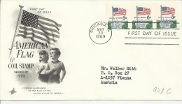 ESTADOS UNIDOS USA FDC 1969 CHICAGO BANDERA - Briefe