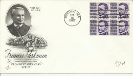 ESTADOS UNIDOS USA FDC 1967 BOSTON FRANCIS PARKMAN HISTORIADOR DEL OESTE INDIGENA - Indianen