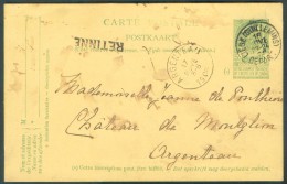 E.P. Carte 5 Centimes émission Armoirie Obl. Sc LIEGE (GUILLEMINS) Du 17 Novembre 1906 + Griffe De RETINNE Vers Argentea - Sello Lineal