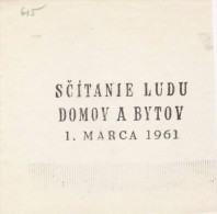 J1777 - Czechoslovakia (1945-79) Control Imprint Stamp Machine (R!): Census, Houses And Flats; 1.III.1961 (SK) - Computers