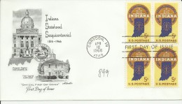 ESTADOS UNIDOS USA FDC 1966 CORYDON 150 ANNIVERSARY INDIANA STATEHOOD - Geography