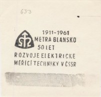 J1818 - Czechoslovakia (1945-79) Control Imprint Stamp Machine (R!): 50 Y. Development Of Electrical Measuring Equipment - Proeven & Herdrukken