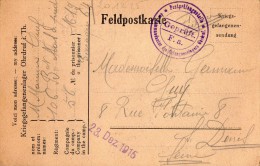 TB 803 - MILITARIA  - Carte - Franchise Militaire - Prisonnier Camp De OHRDRUF  Allemagne Pour SAINT - DENIS - 1. Weltkrieg 1914-1918