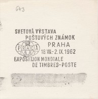 J1831 - Czechoslovakia (1945-79) Control Imprint Stamp Machine (R!): The World Stamp Exhibition PRAGA 1962 (SK) - Proofs & Reprints