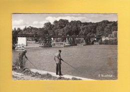 * CPSM Photo..dépt 77..PONTHIERRY  :  Le Pont  Provisoire Sur La Seine , Avec Pêcheurs  : Voir Les 2 Scans - Saint Fargeau Ponthierry