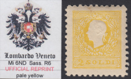 ITALIA - LOMBARDO VENETO - RISTAMPE ORIGINALI (Original Reprints)  - Sass. R6 Mi 6ND Fatte Della Zecca Di Vienna NUOVE - Lombardo-Vénétie