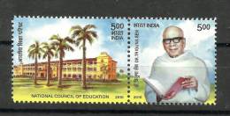 INDIA, 2010, National Council Of Education With Dr Triguna Sen,Setenant, 2 V,  MNH, (**) - Neufs