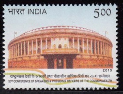 India MNH 2010, Conference Of Speakers And Presiding Officers Of The Commonwealth. Architecture, Monument, Flag - Neufs