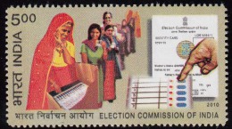 India MNH 2010, Election Commission, Hand, Voting Machine, Technology, Culture, Women, - Ongebruikt