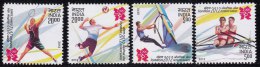 India MNH 2012, Set Of 4, Olympic Games, Sport,  Sailing, Rowing, Volleyball, Badminton - Unused Stamps