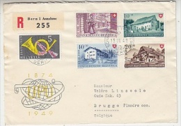 Switzerland 1949 Pro Patria 4v On Registred Letter To Brugge Belgium (Ca With Wrong Date- 1940-) (22037) - Briefe U. Dokumente