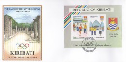 Kiribati 2004 Athens Olympics    Miniature Sheet  FDC - Kiribati (1979-...)