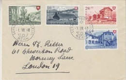 Switzerland 1948 Pro Patria 4v On Letter To London Ca 1 VIII 48  (22044) - Lettres & Documents