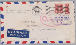 Kanada 1940-11-05 Toronto O.A.T. Flugpost Brief Nach St Gallen Zensur Und Taxiert - Airmail