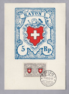 Motiv Maximumkarte CH-Wappen Rayon 1950-07-14 - Pro Patria 1950 5 Rp. - Lettres & Documents