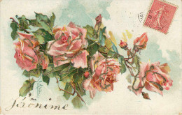 Illustrateurs - Illustrateur Catharina Klein - Fleurs - Roses - Paillettes - Prénoms - Prénom Jérônime - 2 Scans - état - Klein, Catharina