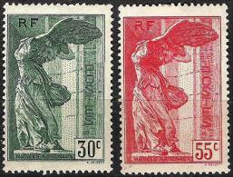 Louvre 1937:*NIKE Von Samothrake" Michel-No.359-360 * Falz/Trace MLH  (Mi € 260.00 Für /pour **) - Mitología