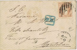 13141. Carta  BARCELONA 1871 A Montoban (France). Alegoria 12 Cuartos - Storia Postale