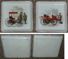 Rare Lot De 2 Anciens Vide-poches Publicitaires En Céramique émaillée, Union Laitière Saintongeaise Tacots 1893 - Ashtrays