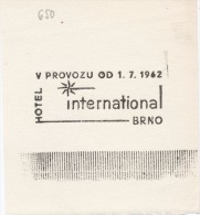 J1846 - Czechoslovakia (1945-79) Control Imprint Stamp Machine (R!): Hotel International Brno, Operation Since 1.7.1962 - Essais & Réimpressions