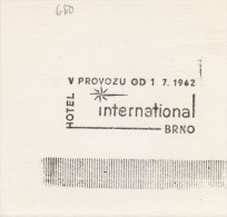 J1847 - Czechoslovakia (1945-79) Control Imprint Stamp Machine (R!): Hotel International Brno, Operation Since 1.7.1962 - Hotels, Restaurants & Cafés