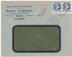 Algérie - Lettre 1946 à 3F Affranchie Avec Marianne D'Alger Paire Cad Bone Colonne Randon Constantine Casquil Bouchons - Covers & Documents