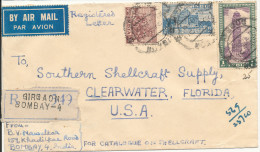 India Registered Cover Sent Air Mail To USA 1951 - Briefe U. Dokumente