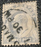 India 1902 King Edward VII 3p - Used - 1902-11 King Edward VII