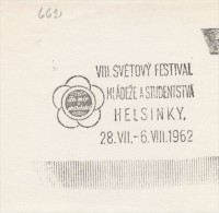 J1879 - Czechoslovakia (1945-79) Control Imprint Stamp Machine (R!): World Festival Of Youth And Students, Helsink 1962 - Probe- Und Nachdrucke