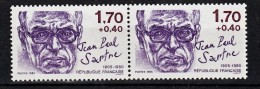 France 2357b Variété Sartre Point Sur Le I De Française Paire Avec Original  Neuf ** TB MNH Sin Charnela - Neufs