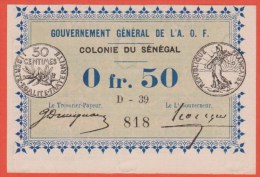 SENEGAL- A O F  11 02 1917  0.50 Franc - P1b NEUF - Senegal