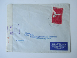 Israel Luftpostbeleg 1952. Zensurbeleg. Tel - Aviv - Sassenberg. Overseas Impost LTD. Par Avion. - Cartas & Documentos