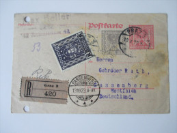 Österreich 1923 GA. P 261 Mit Zusatzfrankatur Als Einschreiben / Rekomandiert!R-Zettel Graz.Bestellung über 50Kg Wolle - Cartas & Documentos