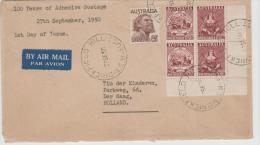 Aus321/  Attraktiver Brief - Briefmarken-Jubiläum  Mit Eckrandzusammendruck 1950 - Brieven En Documenten