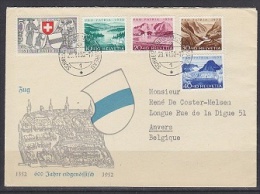 Switzerland 1952 Pro Patria 5v On Cover "Zug", Ca Schweiz. Automobilpostbureau 28 VI 52 (22113) - Storia Postale