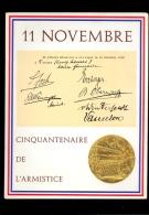 CINQUENTENAIRE DE L'ARMISTICE 11 NOVEMBRE  Plaquette (1500 Ex) Avec 2 Timbres Dont 1 1er Jour 1968 Paris - Collectors