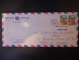 Nations Unis Lettre De New York 1988 Pour Lavandou - Storia Postale