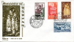 ESPAGNE. N°1157-60 De 1963 Sur Enveloppe 1er Jour. Monastère Royal De Santa Maria De Poblet. - Abbeys & Monasteries