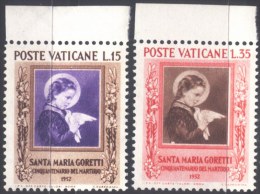 VATICANE - SANTA  MARIA  GORETTI - **MNH - 1953 - Théologiens