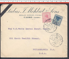 EGYPTE - 1922 -  LETTRE DE CAIRO A DESTINATION DE PHILADELPHIA (U.S.A) - - Cartas & Documentos