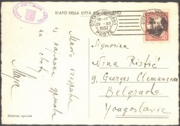 VATICANE - MUSEO  BIGA To Yugoslavia  - 1937 - Lettres & Documents