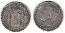 ESPAÑA ALFONSO XIII PESETA 1900 PLATA SILVER C10 - Collections